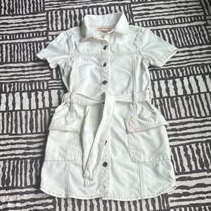 Ivory denim button down dress